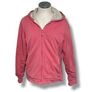 LL Bean Women's Pink Full Zip Hoodie Sherpa Lined‎ Warm Comfy Casual Jacket